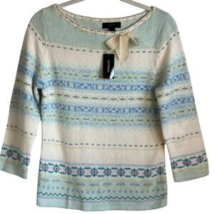 NEW Express Fair Isle Pullover Sweater Wool Angora Cashmere Blend Sz L Soft Girl